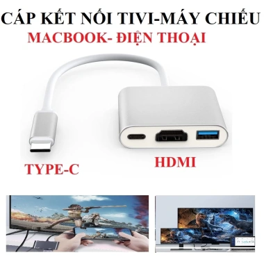 Cáp chuyển đổi Type-C sang HDMI+VGA+USB3.0 4K chất lượng cao Kết nối TV, máy chiếu, giá ưu đãi 74.998 8