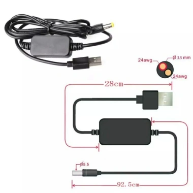 Cáp chuyển đổi USB 5V sang DC 12V 1.5A 5.5x2.1mm cho Modem WiFi - Giá chỉ 79.000đ