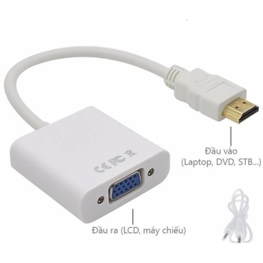 Cáp chuyển HDMI sang VGA có Audio và không Audio, hỗ trợ Full HD, giá 47k 3