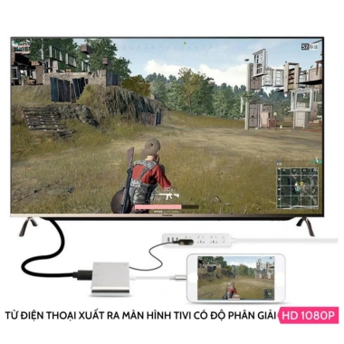Cáp chuyển iPhone sang HDMI Full HD 4K có âm thanh - Giá chỉ 132.000₫ cho máy chiếu TV màn hình 3