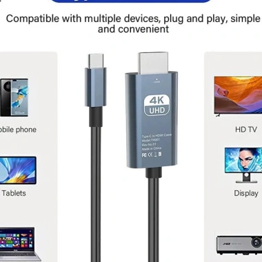 Cáp chuyển Type C sang HDMI 2M - Hỗ trợ 2K/4K, tương thích PC, laptop, điện thoại, giá chỉ 129.900 VNĐ