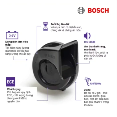 Cặp còi BOSCH 12V không dây chống nước cho ô tô - Mã 986AH220, giá chỉ 330.000đ 7