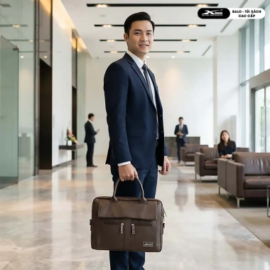 Cặp công sở da simili chống nước Xbags Lavish XB4.301 màu nâu sang trọng - 369.000₫