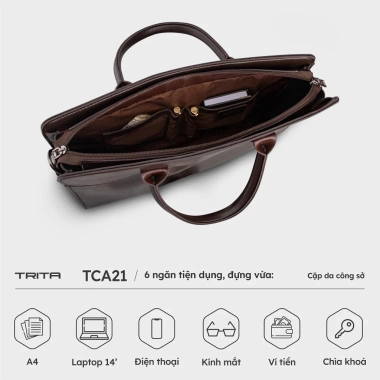 Cặp công sở Trita da cao cấp cho nam - Đựng laptop 13.3 inch Giá chỉ 409.000₫