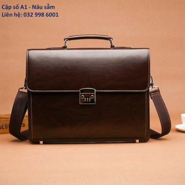 Cặp da A1 khóa số, túi xách nam công sở cdb11 chân sắt, đựng laptop, giá ưu đãi 399k