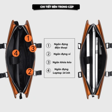 Cặp da công sở cao cấp Fsd.Wg da PU bền, túi laptop 14 inch, giá 898.000₫ 5 Cặp da công sở cao cấp Fsd.Wg da PU bền, túi laptop 14 inch, giá 898.000₫ 5