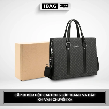 Cặp da công sở Gorchis cao cấp, Da PU bền, túi đựng laptop 14 inch văn phòng