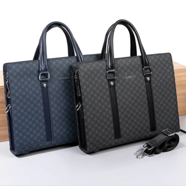 Cặp da công sở Gorchis cao cấp, Da PU bền, túi đựng laptop 14 inch văn phòng