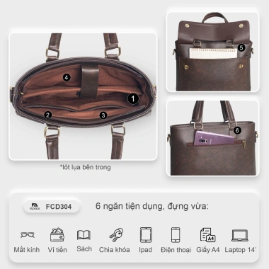 Cặp da công sở unisex Fadoda FCD304 - Thiết kế thời trang, bền bì, giảm giá 379k 5 Cặp da công sở unisex Fadoda FCD304 - Thiết kế thời trang, bền bì, giảm giá 379k 5