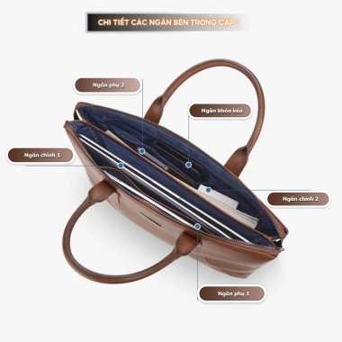 Cặp da công sở William PoLo da bò cao cấp, chống thấm nước, đựng laptop 14 inch - 1,768,000₫