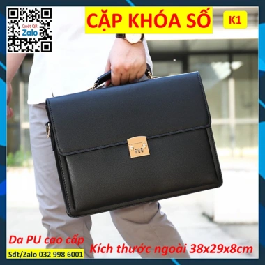 Cặp da K1 khóa số - Túi đựng laptop công sở nam, cặp cán bộ, bảo mật tài liệu, giá ưu đãi 410.970đ 9 Cặp da K1 khóa số - Túi đựng laptop công sở nam, cặp cán bộ, bảo mật tài liệu, giá ưu đãi 410.970đ 9