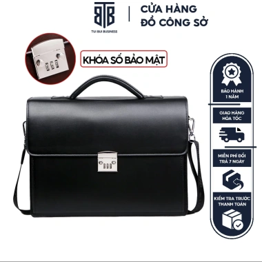 Cặp da nam công sở cao cấp cho giám đốc, luật sư Đựng laptop 14 inch, tài liệu A4, chống nước, chỉ 980k