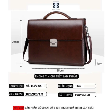 Cặp da nam công sở cao cấp cho giám đốc, luật sư Đựng laptop 14 inch, tài liệu A4, chống nước, chỉ 980k