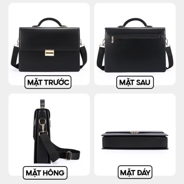 Cặp da nam giám độc, đựng laptop & A4, khóa số bảo mật, da PU chống nước, chống trầy xước