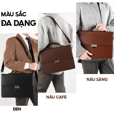 Cặp da nam giám độc, đựng laptop & A4, khóa số bảo mật, da PU chống nước, chống trầy xước 5 Cặp da nam giám độc, đựng laptop & A4, khóa số bảo mật, da PU chống nước, chống trầy xước 5