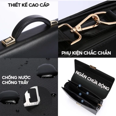 Cặp da nam giám độc, đựng laptop & A4, khóa số bảo mật, da PU chống nước, chống trầy xước 6 Cặp da nam giám độc, đựng laptop & A4, khóa số bảo mật, da PU chống nước, chống trầy xước 6