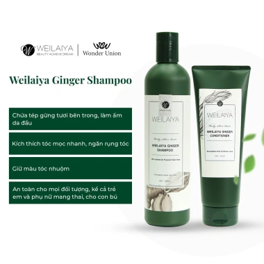 Cặp Dầu Gội và Dầu Xả Thảo Dược Weilaiya Gừng Trắng - Giảm Rụng, Dưỡng Da Đầu Dầu Bết, 350.000đ
