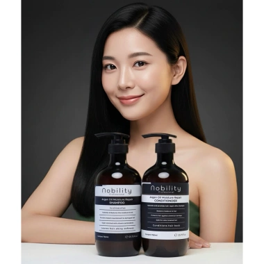 Cặp Dầu Gội Xả Argan Macadamia Nobility 750ml Chính Hãng - Giảm rụng, chống gàu, phục hồi mềm mượt, giá 540k