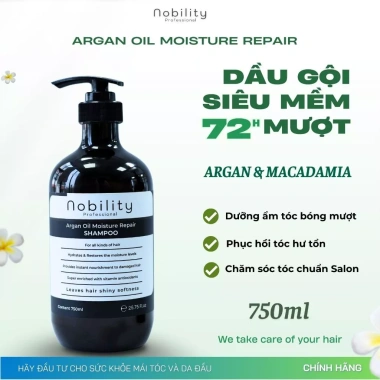 Cặp Dầu Gội Xả Argan Macadamia Nobility 750ml Chính Hãng - Giảm rụng, chống gàu, phục hồi mềm mượt, giá 540k