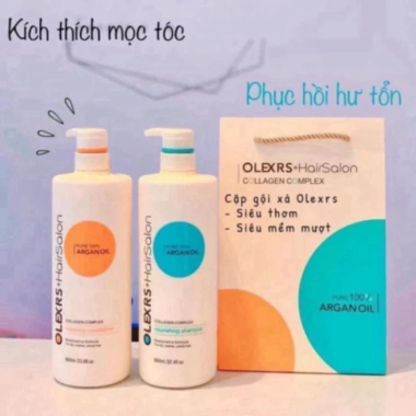 Cặp Dầu Gội Xả Olexrs Argan Oil Collagen 960ml - Dưỡng ẩm, Ngừa gàu, Ngăn rụng tóc, Tóc khô xơ, Chính hãng
