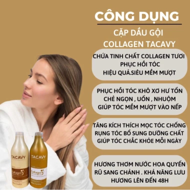 Cặp Dầu Gội Xả TACAVY 1.000ml - Giảm Gãy Rụng, Phục Hồi Tóc Hư Tổn, Khô Xơ, Hàng Chính Hãng, Giá 145.000 VND