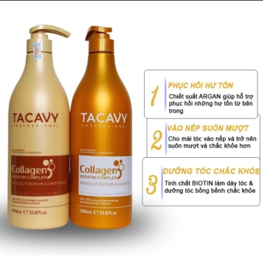 Cặp Dầu Gội Xả TACAVY 1.000ml - Giảm Gãy Rụng, Phục Hồi Tóc Hư Tổn, Khô Xơ, Hàng Chính Hãng, Giá 145.000 VND