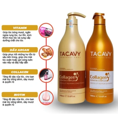 Cặp Dầu Gội Xả TACAVY 1.000ml - Giảm Gãy Rụng, Phục Hồi Tóc Hư Tổn, Khô Xơ, Hàng Chính Hãng, Giá 145.000 VND