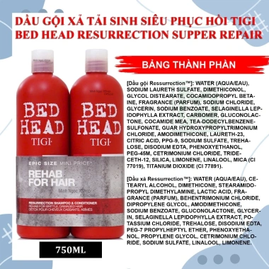 Cặp Dầu Gội Xả Tigi Bed Head Resurrection Supper Repair 750ml - Siêu Phục Hồi, Giá 275k