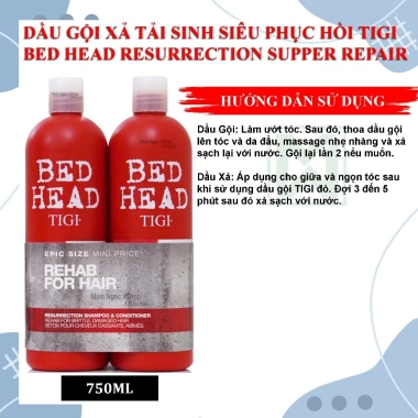 Cặp Dầu Gội Xả Tigi Bed Head Resurrection Supper Repair 750ml - Siêu Phục Hồi, Giá 275k