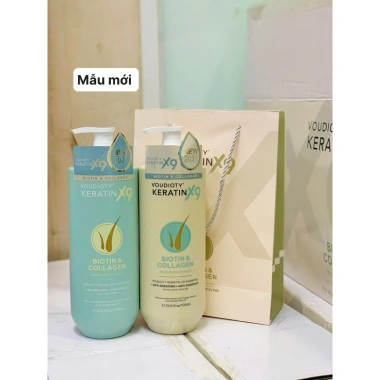 Cặp Dầu Gội Xả Voudioty Keratin X9 Biotin Collagen 1.000ml - Phục Hồi Tóc Hư Tổn Nặng, Giá chỉ 620.000đ