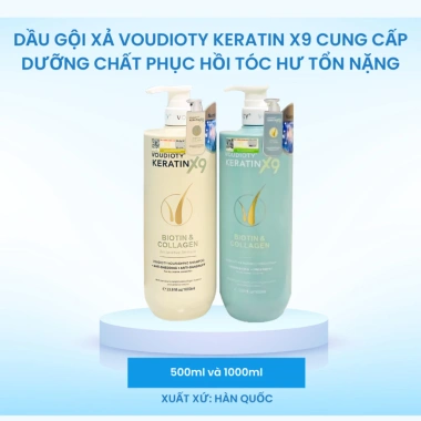 Cặp Dầu Gội Xả Voudioty Keratin X9 Biotin Collagen 1.000ml - Phục Hồi Tóc Hư Tổn Nặng, Giá chỉ 620.000đ