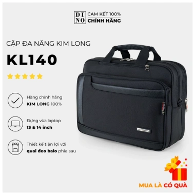 Cặp Đen Kim Long KL140 Cấp 2-3 Nam Nữ - Quai Balo & Quai Đeo Chéo, Chính Hãng 447k