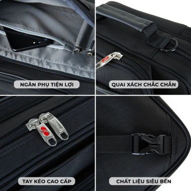 Cặp Đen Kim Long KL140 Cấp 2-3 Nam Nữ - Quai Balo & Quai Đeo Chéo, Chính Hãng 447k
