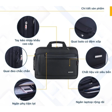 Cặp Đen Kim Long KL140 Cấp 2-3 Nam Nữ - Quai Balo & Quai Đeo Chéo, Chính Hãng 447k
