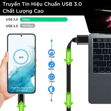 Cáp Dẹp USB 3.0 Sang Type C 60W Sạc Nhanh - Hàng Bóc Gigaset, Bảo Hành 1 Năm, Giá Chỉ 112.000 VND 2 Cáp Dẹp USB 3.0 Sang Type C 60W Sạc Nhanh - Hàng Bóc Gigaset, Bảo Hành 1 Năm, Giá Chỉ 112.000 VND 2