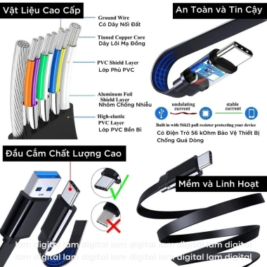 Cáp Dẹp USB 3.0 Sang Type C 60W Sạc Nhanh - Hàng Bóc Gigaset, Bảo Hành 1 Năm, Giá Chỉ 112.000 VND 3 Cáp Dẹp USB 3.0 Sang Type C 60W Sạc Nhanh - Hàng Bóc Gigaset, Bảo Hành 1 Năm, Giá Chỉ 112.000 VND 3