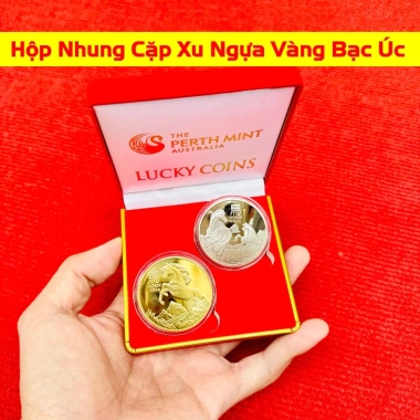 Cặp đồng xu ngựa Úc may mắn mạ vàng bạc - Quà Tết Bính Ngọ 2.026 giảm giá 28k