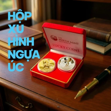 Cặp đồng xu ngựa Úc may mắn mạ vàng bạc - Quà Tết Bính Ngọ 2.026 giảm giá 28k