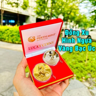 Cặp đồng xu ngựa Úc may mắn mạ vàng bạc - Quà Tết Bính Ngọ 2.026 giảm giá 28k
