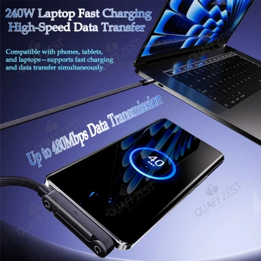 Cáp dữ liệu 2 trong 1 gập lại 240W/65W, giá đỡ sạc nhanh, Type-C sang Type-C & USB-A sang Type-C, 140.800₫ 7