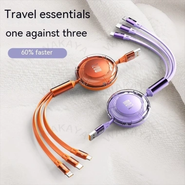 Cáp dữ liệu 3 trong 1 kính thiên văn 6A 120W siêu nhanh, trong suốt, hỗ trợ iOS, Type-C, Android – Giá chỉ 99.370₫ 3