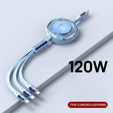 Cáp dữ liệu 3 trong 1 kính thiên văn 6A 120W siêu nhanh, trong suốt, hỗ trợ iOS, Type-C, Android – Giá chỉ 99.370₫ 10