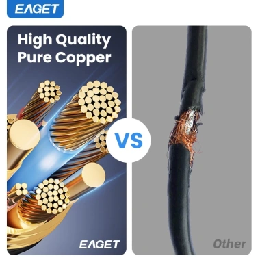 Cáp dữ liệu EAGET 240W Type C sang Type C bện Nylon, tương thích iPhone 16/15, iPad, Samsung - 37.400₫ 3