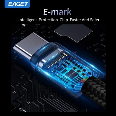 Cáp dữ liệu EAGET 240W Type C sang Type C bện Nylon, tương thích iPhone 16/15, iPad, Samsung - 37.400₫ 5