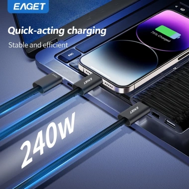 Cáp dữ liệu EAGET 240W Type C sang Type C bện Nylon, tương thích iPhone 16/15, iPad, Samsung - 37.400₫ 7