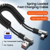 Cáp dữ liệu Elough 6A USB Type C 90° lò xo Sạc nhanh PD dây C sang C 2