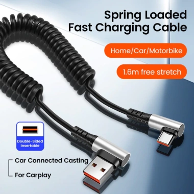 Cáp dữ liệu Elough 6A USB Type C 90° lò xo Sạc nhanh PD dây C sang C 2 Cáp dữ liệu Elough 6A USB Type C 90° lò xo Sạc nhanh PD dây C sang C 2