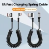 Cáp dữ liệu Elough 6A USB Type C 90° lò xo Sạc nhanh PD dây C sang C 4