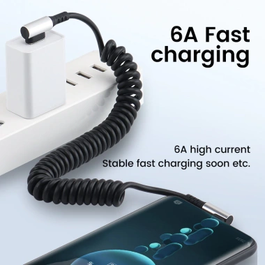 Cáp dữ liệu Elough 6A USB Type C 90° lò xo Sạc nhanh PD dây C sang C 7 Cáp dữ liệu Elough 6A USB Type C 90° lò xo Sạc nhanh PD dây C sang C 7