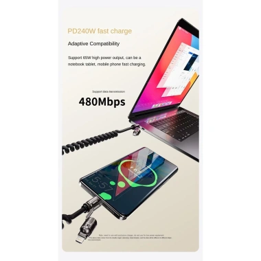 Cáp dữ liệu lò xo sạc nhanh Beimo 240W 4 trong 1 cho OPPO Samsung Xiaomi - 134.969 VND 2